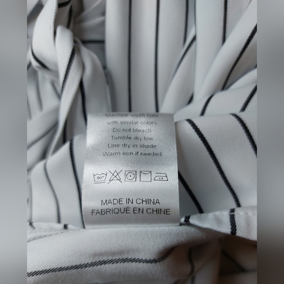 Pinstripe Shirt Dress Size Medium Long Sleeve Button Up Career Preppy Office - Picture 8 of 11